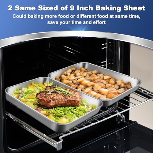 P&P CHEF Baking Sheet Pan, Stainless Steel Cookie Sheet, 9 Inch & 2 Pcs - size: 9 Inch