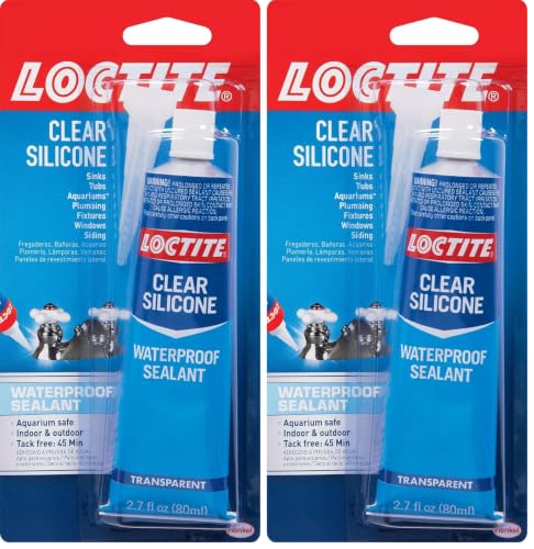Loctite Silicone Sealant, Clear, 2.7 fl oz Tube, 2 Pack - 100% Waterproof Sealant for Glass, Ceramic, Wood, Plastic & More - size: Single 2.7 Oz Tube (Pack of 2)