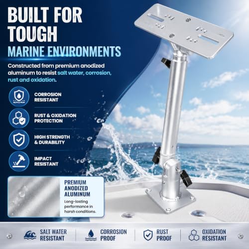 Universal Marine Monitor Mount 350° Swivel 18"–24" Adjustable Height Silver - color: Silver