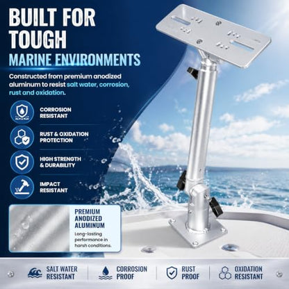 Universal Marine Monitor Mount 350° Swivel 18"–24" Adjustable Height Silver - color: Silver