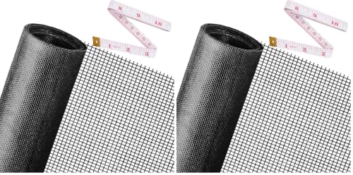Replacement Window Screens, 48X118 Inch Durable Window Screen Mesh for Patio Porch Door Windows, DIY Adjustable Fiberglass Screen Repair Kit Sliding Net Roll Pet, Black by Ouskr (Pack of 2) - size: 48"x118"Black (Pack of 2)