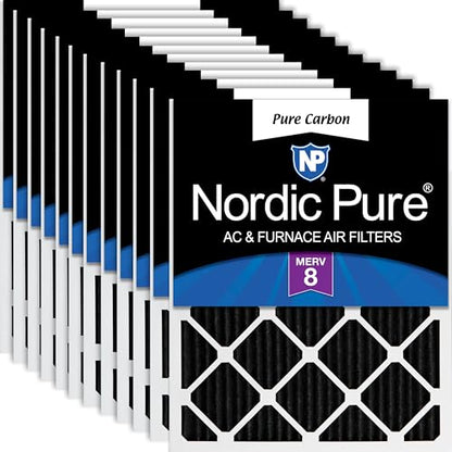 Nordic Pure 20x24x1 Pleated MERV 8 Pure Carbon Air Filters 12 Pack - style: MERV 8 Pure Carbon