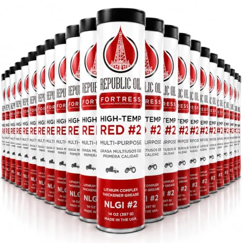 Republic Oil Premium Red #2 EP2 Lithium Complex Multi-Purpose Grease Tubes 4 Boxes / 40x14oz – Extreme Pressure Water Resistant Grease Tube for Wheel Bearings, Chassis, Automotive & GC-LB Made in USA - size: 40 x 14 oz Tubes