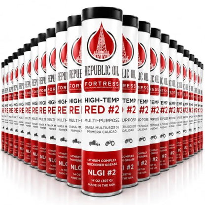 Republic Oil Premium Red #2 EP2 Lithium Complex Multi-Purpose Grease Tubes 4 Boxes / 40x14oz – Extreme Pressure Water Resistant Grease Tube for Wheel Bearings, Chassis, Automotive & GC-LB Made in USA - size: 40 x 14 oz Tubes