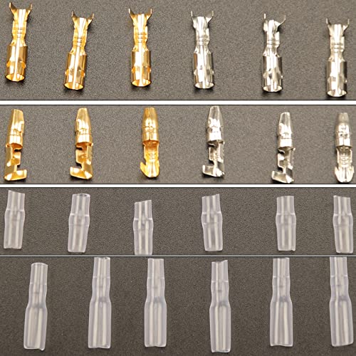 Feggizuli 400PCS 3.9mm Bullet Connectors Male and Female, Brass Bullet Terminal Connectors with Insulation Sleeve, Crimp Terminal Connectors Automotive Electrical Connectors Motorcycle Connector Kit - size: 400pcs