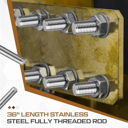 Blulu 4 Pcs 3/4"-10 Fully Threaded Rod, 36" Length - size: 3/4"-10 x 36"