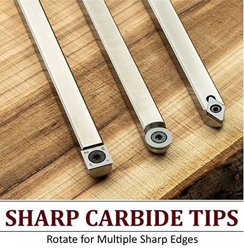 Simple Woodturning Tools Carbide Lathe Turning Tool Set of 3 Full Size with 17" Foam Grip Handles, USA Made