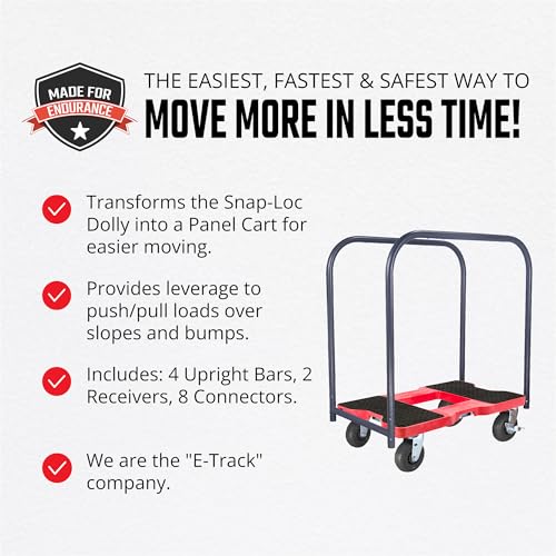 Snap-Loc Panel Bar Set for Heavy Duty Dolly, Converts Dolly Platform to Panel Cart & Push Cart, Easy Installation for Heavy Duty Cart - style: PANEL BAR SET