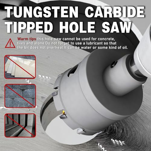 Metal Hole Saw 1-1/4''(32mm) 2Pcs Set Heavy Duty Tungsten Carbide Tipped Hole Cutters Set with a nitrided Step Drill and L-flench, for Steel Iron,Aluminum,Stainless stell,Plastic - size: 1-1/4''(32mm)-2PCS