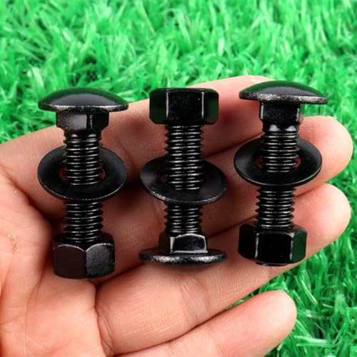 6 Sets 3/8-16 x 1-1/4" Carriage Bolts Screws Round Head Square Neck and Hex Nuts, Flat Washers 304 Stainless Steel 18-8 Full Thread, Black - color: Black, size: 3/8-16 x 1-1/4" (6 Sets)