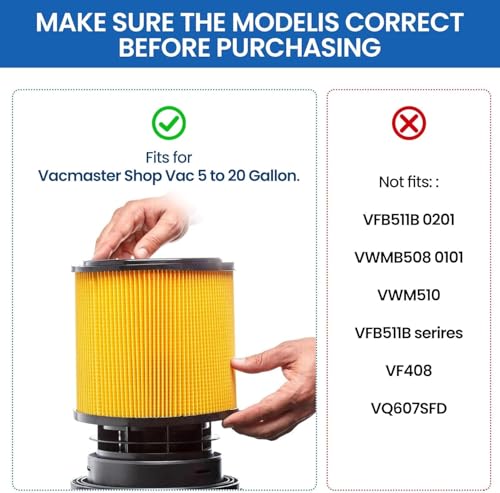 2 Pack Foam Replacement Filter Compatible with Vacmaster Shop Vac 5 to 20 Gallon, Vac Master VCFS Standard Disposal Cartridge Filters For Hart Wet/Dry Vacuums - style: with 2 foam sleeves