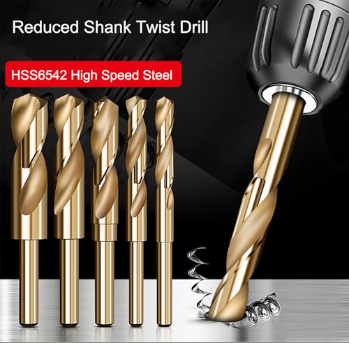 NACX 19.5mm Reduced Shank Cobalt Drill Bit, HSS 6542 High-Speed Steel Twist Drill Bits with 1/2” Shank for Metal Plastic Wood - size: 19.5mm