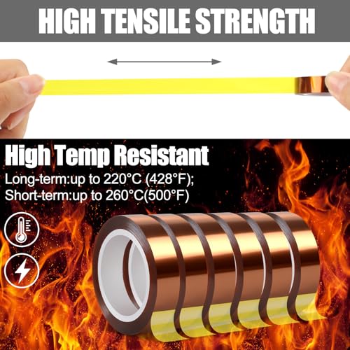 6 Rolls Heat Tape, High Temperature Heat Resistant Tape for Sublimation