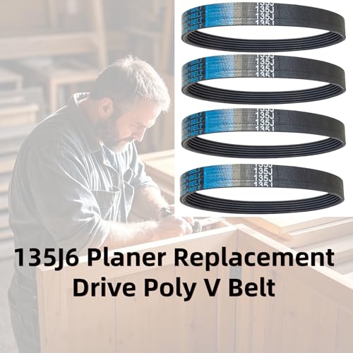 4 Pack 135J6 Planer Replacement Drive Poly V Belt 135J6 for Delta 22-540 22-546 TP300, Ryobi AP10, Wen 6550 - color: 4 Pack 135j6 Planer Drive Belt