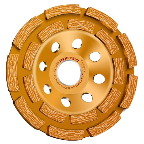4 1/2 inch Concrete Grinding Wheel, 18-Segment Double Row Diamond Grinding Wheel with 7/8" Arbor for Angle Grinder, Diamond Grinding Wheel for Polishing Concrete, Marble, Granite - color: Gold