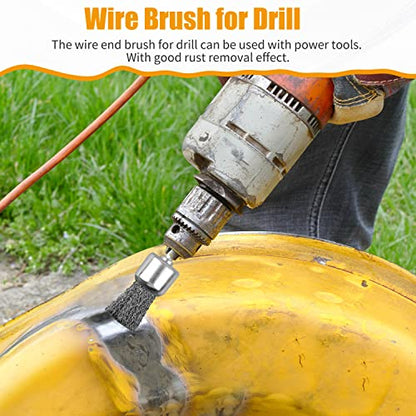 30 Pack Wire End Brush Set, 6 Sizes 0.012" Crimped Carbon Steel Wire Wheel Drill with 1/4 Inch Hex Shank - style: 30 Pcs Kit