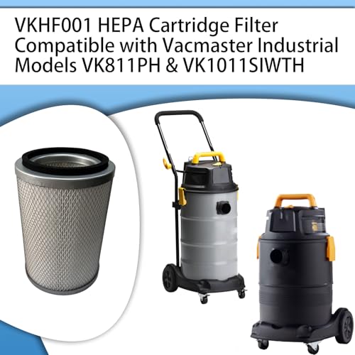 2 Pack VKHF001 Vacuum HEPA Cartridge Filter Assembly Compatible with Vacmaster Industrial Models VK811PH & VK1011SIWTH