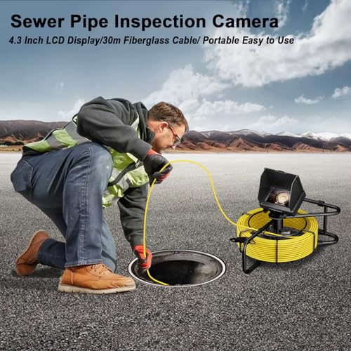 Sewer Camera 10m/32ft, 4.3" Pipe Snake Camera with DVR Function, Drain Plumbing Inspection with LED Light, 17mm/0.67in Waterproof Industrial Endoscope for Home Wall Duct Drain Pipe (10m/32ft)