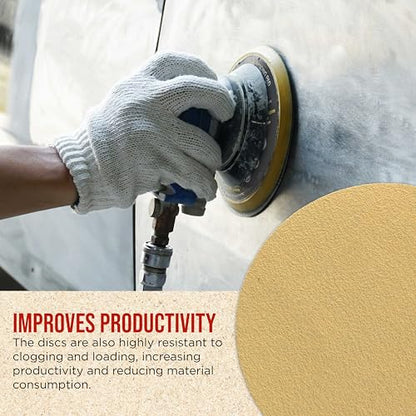 ProductionShop Premium 40 Grit 6" Gold Sanding Discs, Box of 80 - Hook & Loop Backing Abrasive Sandpaper for DA & Random Orbital Sanders - Sand Automotive Paint, Metal, Wood, Woodworking Furniture - style: 40 Grit