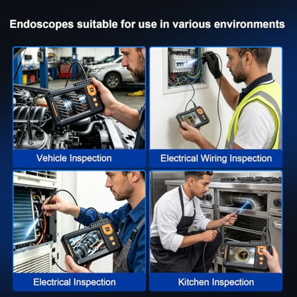 Dual Lens Endoscope Camera with Light, 5" IPS Screen 1080P HD Borescope