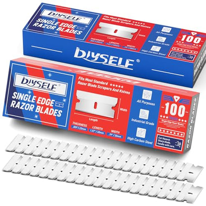 DIYSELF 200 Pack Razor Blades Refills, Single Edge Blades for Scraping - size: 200 Pcs