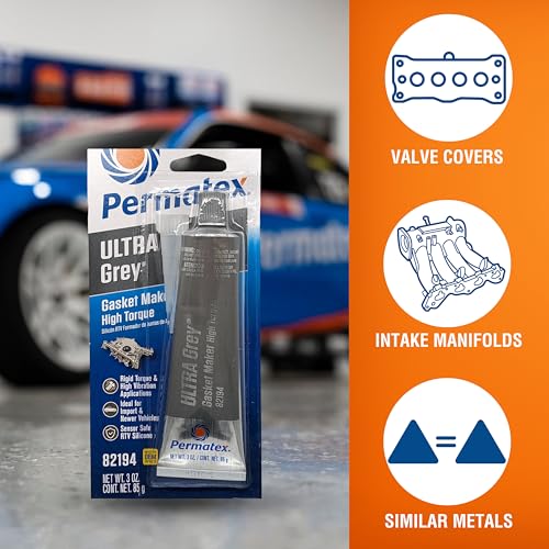 Permatex 82194 Ultra Grey Rigid High-Torque RTV Silicone Gasket Maker, 3.0 oz. - size: 3 Fl. Oz., style: Ultra Grey