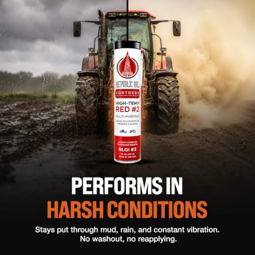 Republic Oil Premium Red #2 EP2 Lithium Complex Multi-Purpose Grease Tubes 10x14oz – High Temp Heavy Duty Grease Tube for Wheel Bearings, Chassis, 5th Wheels, Agriculture & Construction Made in USA - size: 10 x 14 oz Tubes