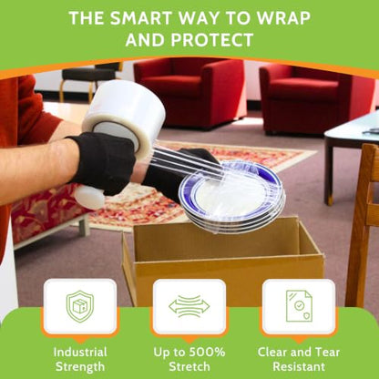 PSBM Mini Stretch Wrap with Plastic Handle, 24 Rolls 2 Inch x 700 Feet 120 Gauge Heavy Duty Clear Plastic Wrap Industrial Strength Shrink Film for Moving, Packing & Shipping - 2 Inch,120 GA - size: 2 Inch, style: 120 GA
