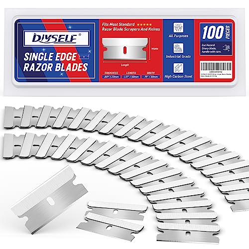 DIYSELF Single Edge Razor Blades 100 Blades Heavy Duty Razor Blades Refills - size: 100 Count (Pack of 1)
