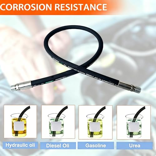 Autovo Hydraulic Hose 3/8" Hydraulic Hose with Male NPT X Male NPT 84" Long 4785 psi, Black - size: 84"L x 0.375"W
