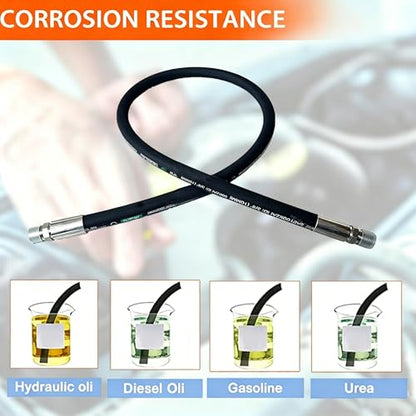 Autovo Hydraulic Hose 3/8" Hydraulic Hose with Male NPT X Male NPT 84" Long 4785 psi, Black - size: 84"L x 0.375"W