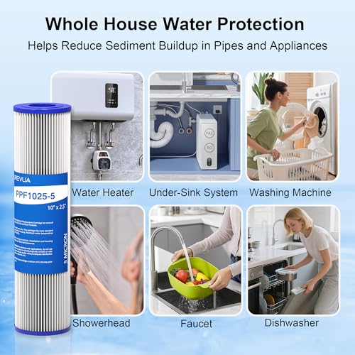 5 Micron Pleated Water Filter Cartridge 10" x 2.5", 6-Pack - size: 5 Micron