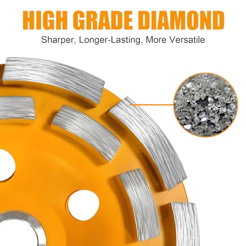 4.5” Double Row Diamond Grinding Cup Wheel, Concrete Grinding Wheel - style: Double Rows