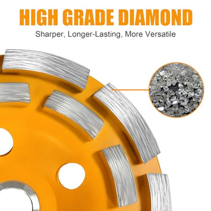 4.5” Double Row Diamond Grinding Cup Wheel, Concrete Grinding Wheel - style: Double Rows
