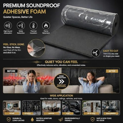 Neoprene Foam Rubber Sheet Adhesive for Soundproofing (12x54x0.25)