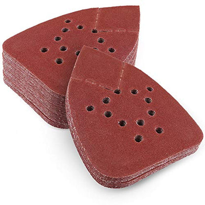 LotFancy 150 Grit Sanding Pads for Black and Decker Mouse Sanders, 50PCS Hook and Loop Sandpaper Sheets, 12 Hole Detail Palm Sander Sand Paper - size: 150 Grit