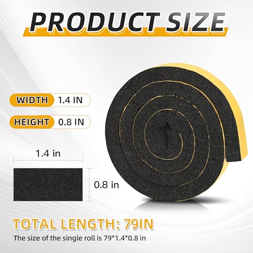 4PCS 6.6ft x 1.4in Metal Roof Foam Closure Strips Roll, Universal Vented Ridge Material with Self Adhesive, Polyurethane (PU) Insulating Felt Panels for Metal Roofing, Black - size: 26.4' Total, 1.4"w