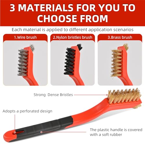 6PCS Wire Brushes for Cleaning Rust, Nylon, Brass & StainlessSteel Bristles - style: 6pcs