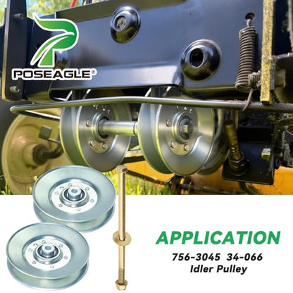2 Pack 756-3045A Idler Pulley for Cub Cadet LT2042 2166 Lawn Mower - size: 2x756-3045