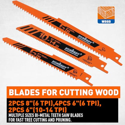 HORUSDY 10-Piece Reciprocating Saw Blades Set - Professional Sawzall Blades for Wood, Metal, Drywall & Plastic - High Carbon Steel Pruning Saw Blades - Compatible with DeWalt, Milwaukee & More - style: 10-Pc Multi-Size (Wood & Metal)