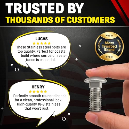 Chenango Supply 1/2-13 x 1-1/4" Stainless Carriage Bolts - size: 1/2-13 x 1-1/4"