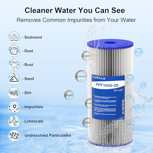 10" x 4.5" Pleated Sediment Water Filter Cartridge 20 Micron 4-Pack
