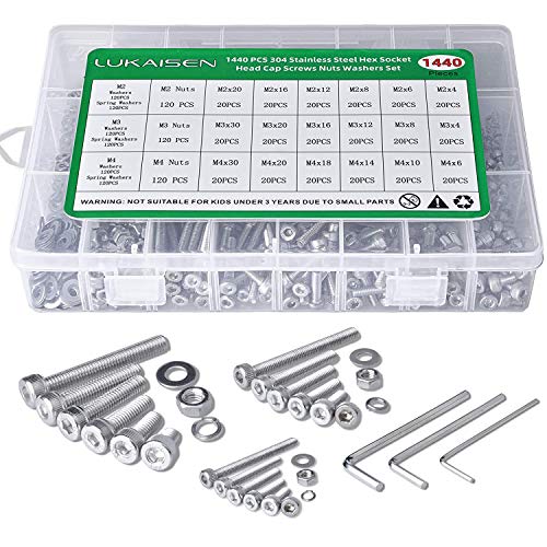 1440PCS Metric Screw Aassortment Kit, 304 Stainless Steel M2 M3 M4 Bolts - size: SS M2 M3 M4 1440pcs 3