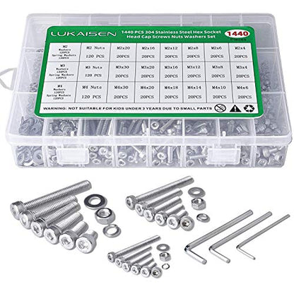 1440PCS Metric Screw Aassortment Kit, 304 Stainless Steel M2 M3 M4 Bolts - size: SS M2 M3 M4 1440pcs 3