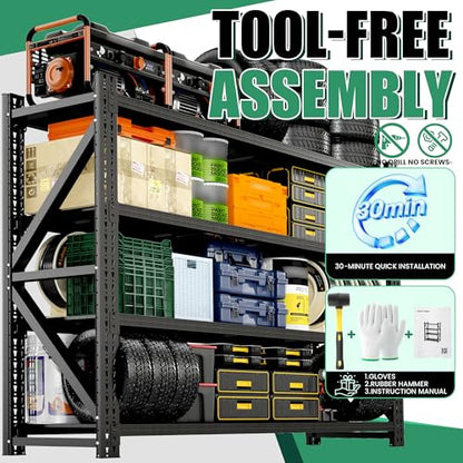 4-Tier Heavy Duty Garage Shelving,Industrial Shelving for Maximum Capacity,Garage Storage Racks Heavy Duty Steel Shelves,Ultra-Wide Metal Rack for 3‑Car Garages,Warehouses - size: 24"D*79"W*75"H