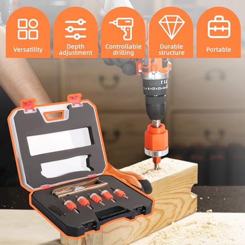 6-Piece Wood Countersink Drill Bit Set with 3/8-Inch Punch Pliers - style: Drill Bit+Hole Punch