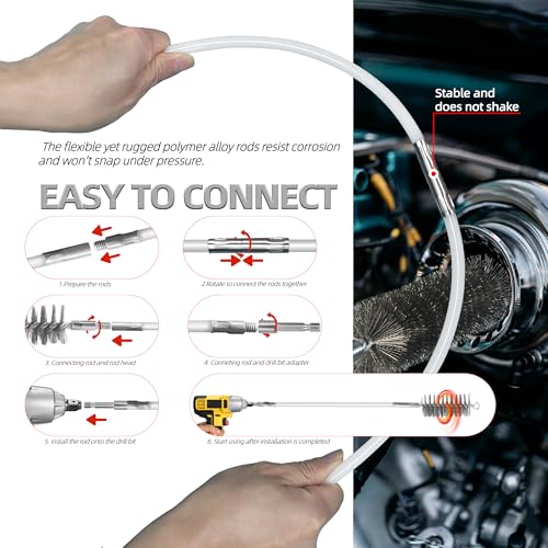 Drill-Powered Chimney Brush & Pipe Cleaning Brush Kit - size: 5/8", 1", 1-5/8", 2"