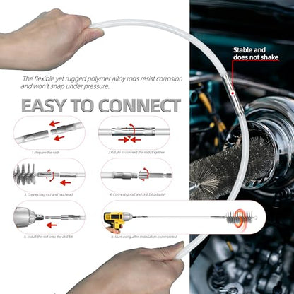Drill-Powered Chimney Brush & Pipe Cleaning Brush Kit - size: 5/8", 1", 1-5/8", 2"