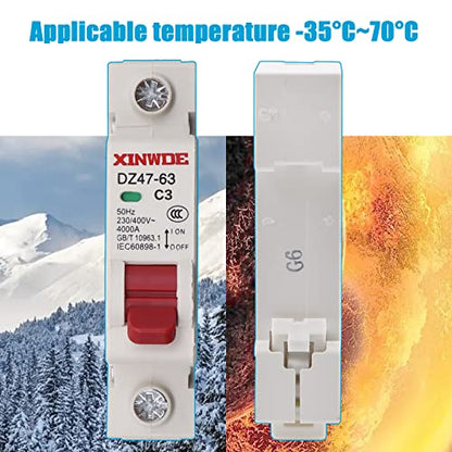 AC Miniature Circuit Breaker 3A 230V/400V 1 Pole DIN Rail Mount Circuit Breaker DZ47-63 Circuit Breaker for Home Circuits - size: 3A