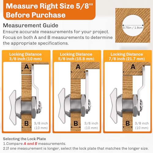 WELLUCK 5/8 Inch Thumb Operated Offset Cam Lock Set - Keyless 5PC Compartment Lock for RV, Camper Storage Door Latch, Cabinet Mailbox Drawer Cam Latch - Excellent Zinc Alloy Replacement Set